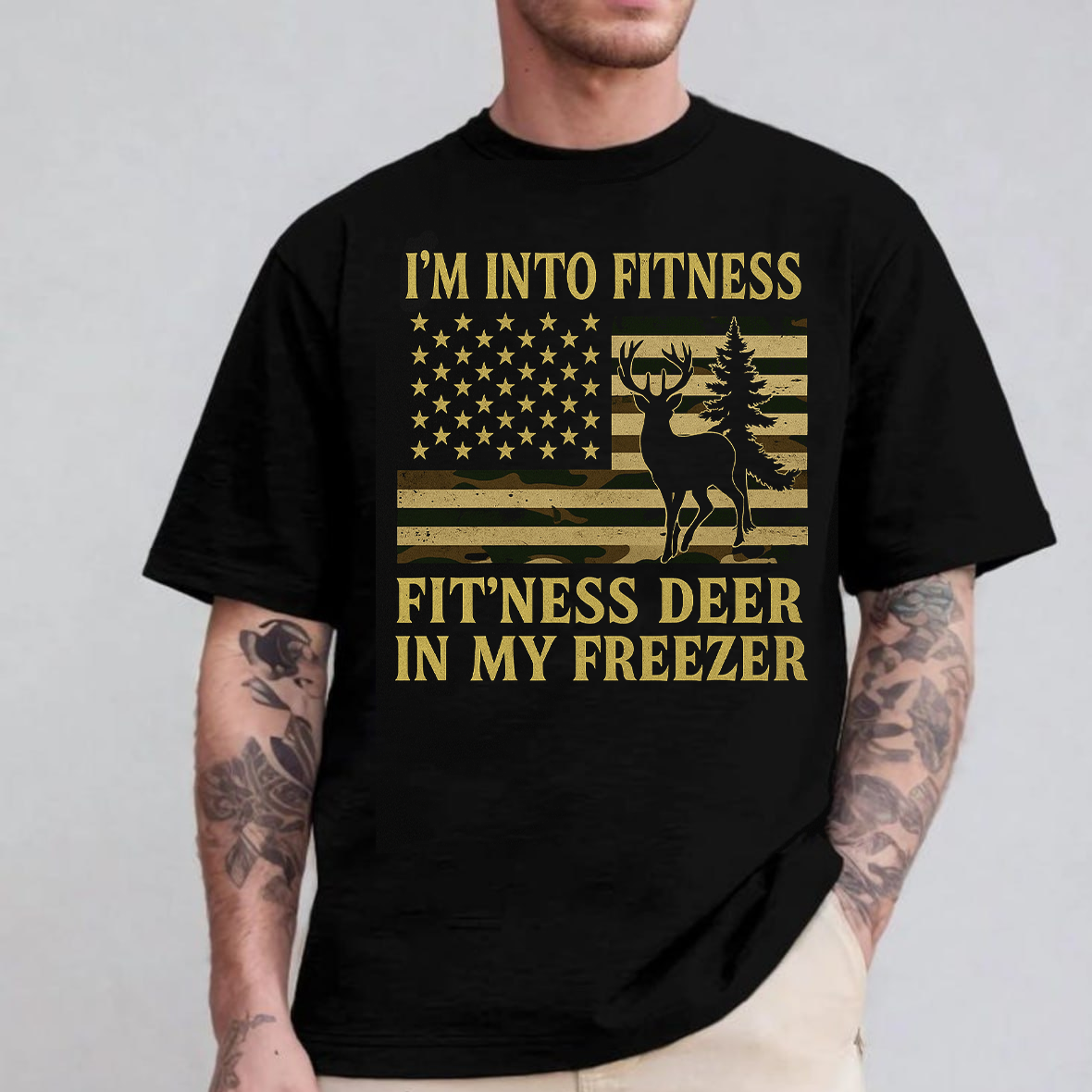 I'm Into Fitness T-Shirt, Funny Hunting Shirt, Deer Hunting Apparel, Fitness Deer in My Freezer