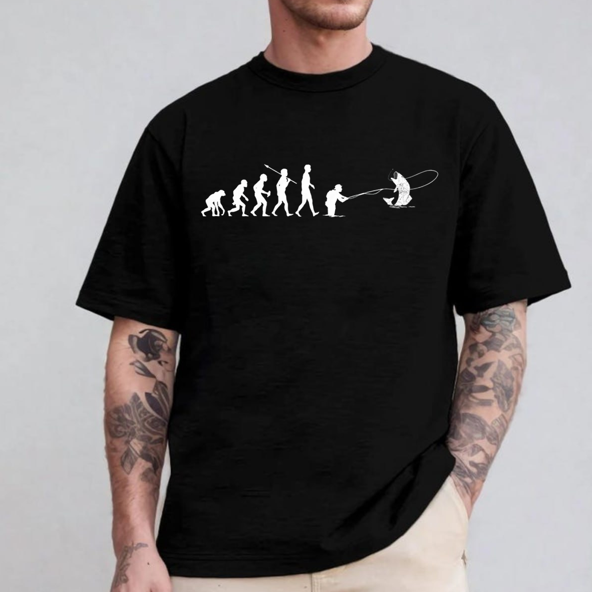 Evolution of Fishing T-Shirt, Funny Fisherman Shirt, Human Evolution Angler Tee