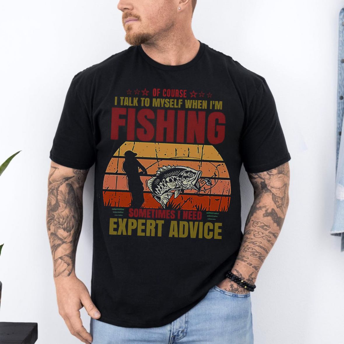 Of Course I Talk to Myself When I’m Fishing T-Shirt, Funny Fisherman Shirt, Retro Vintage Angler Tee