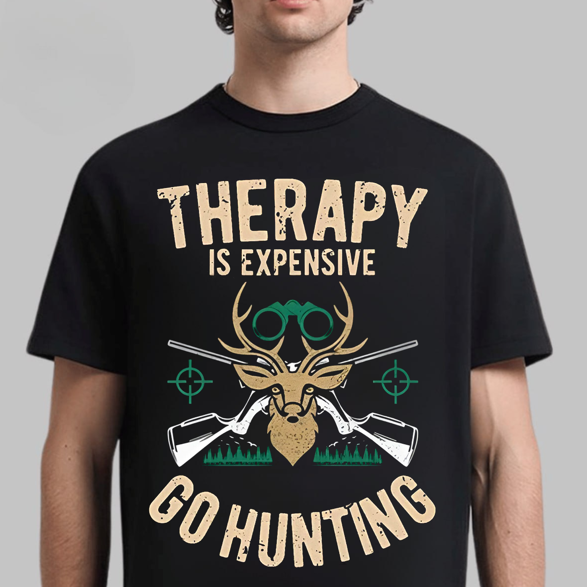 Therapy Is Expensive Go Hunting T-Shirt, Funny Deer Hunting Shirt for Hunters