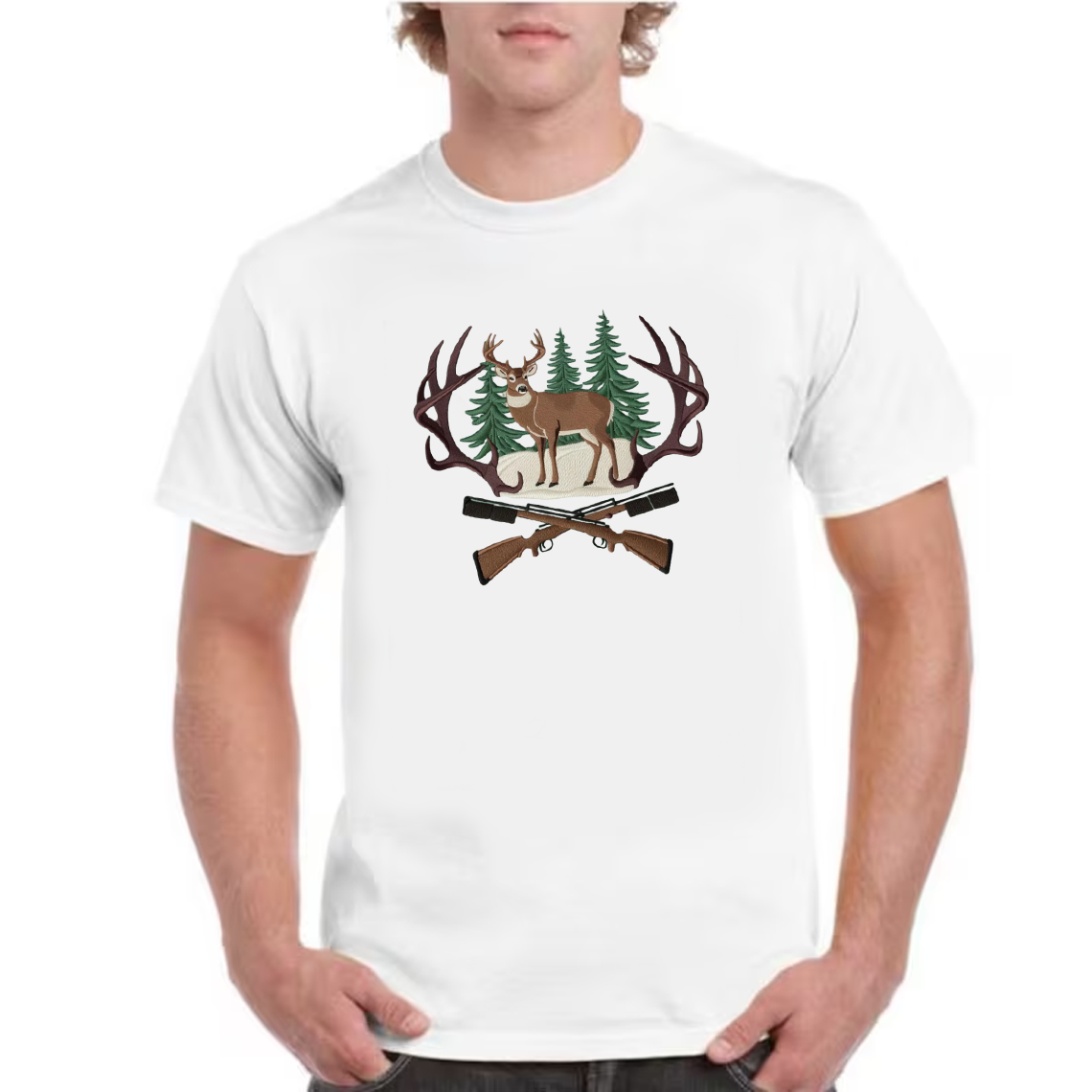 Embroidered Deer Hunting T-Shirt, Perfect Gift for Hunters & Outdoorsmen