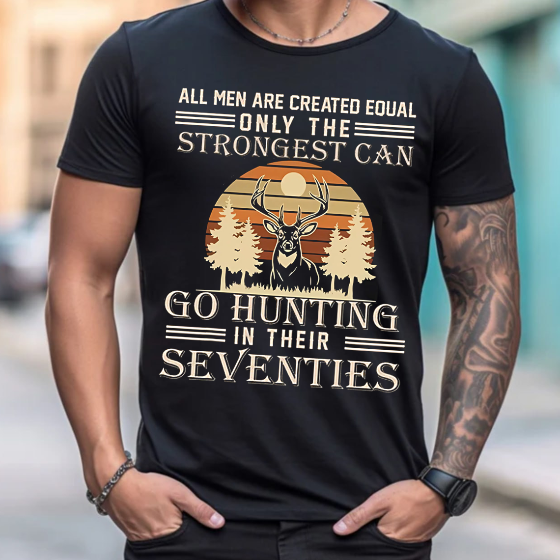 Strongest Hunters T-Shirt, Funny Deer Hunting Shirt for Men in Their Seventies, Vintage Outdoors Tee