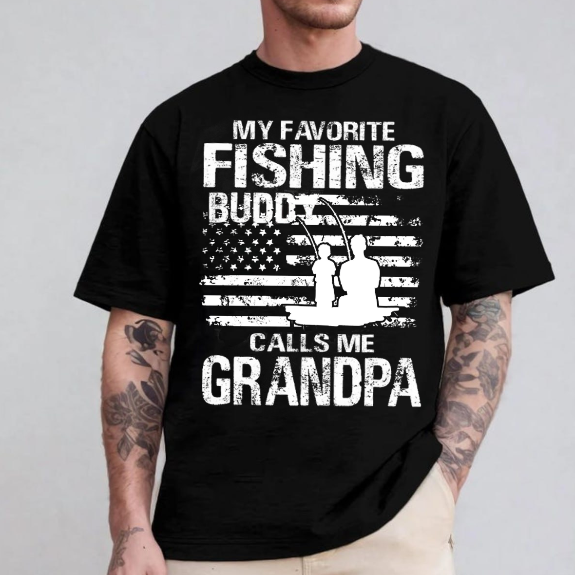 My Favorite Fishing Buddy Calls Me Grandpa T-Shirt, Funny Grandpa Fishing Shirt, Best Gift for Fisherman Grandpa