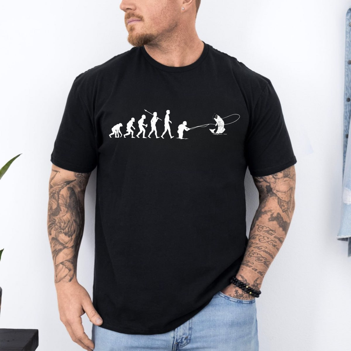 Evolution of Fishing T-Shirt, Funny Fisherman Shirt, Human Evolution Angler Tee