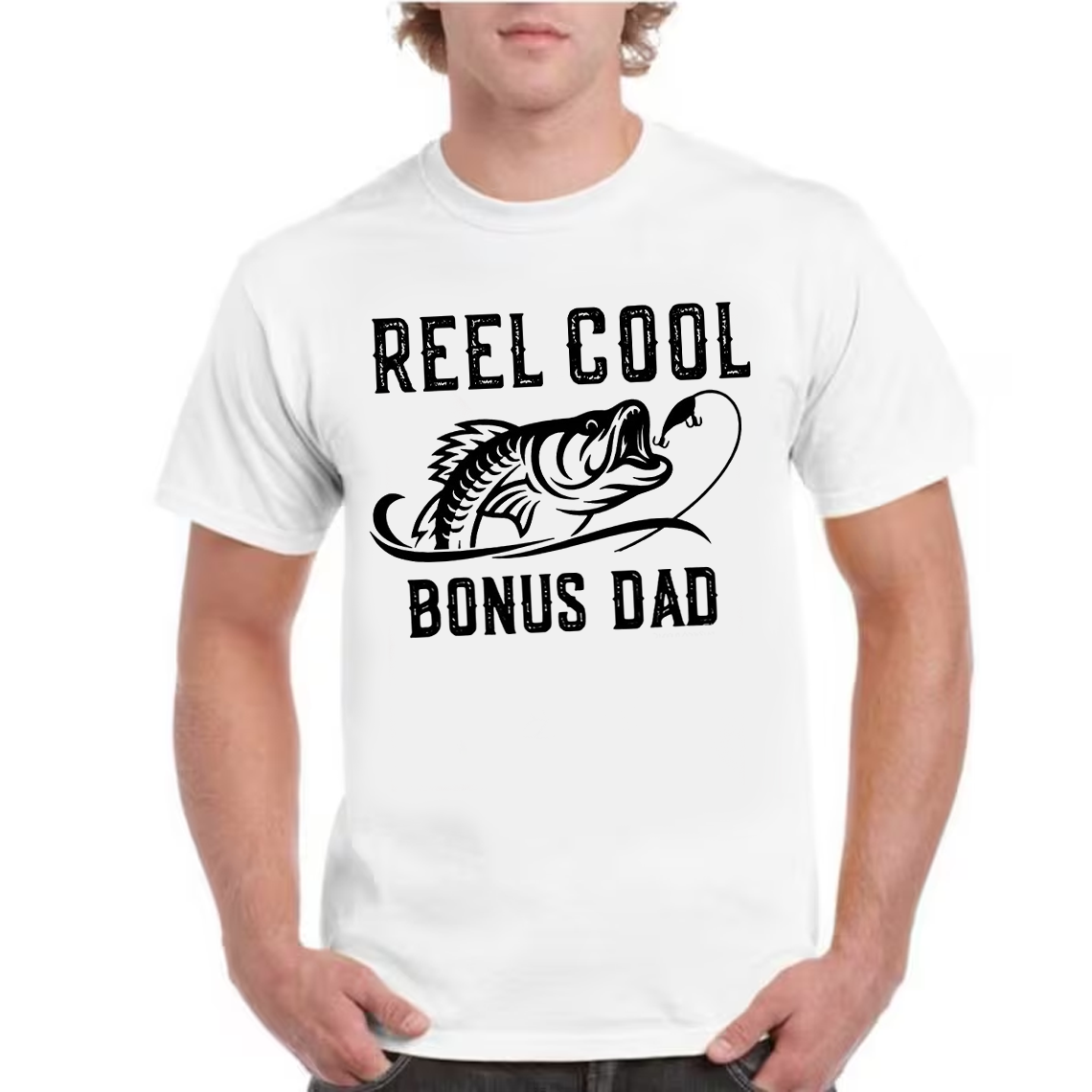 Reel Cool Bonus Dad T-Shirt, Funny Fishing Shirt for Stepdad, Fisherman Gift