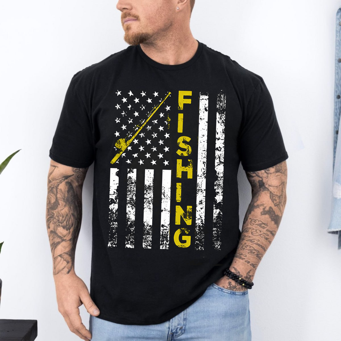 American Flag Fishing T-Shirt, Patriotic Fishing Tee, Gift For Fishing Lover
