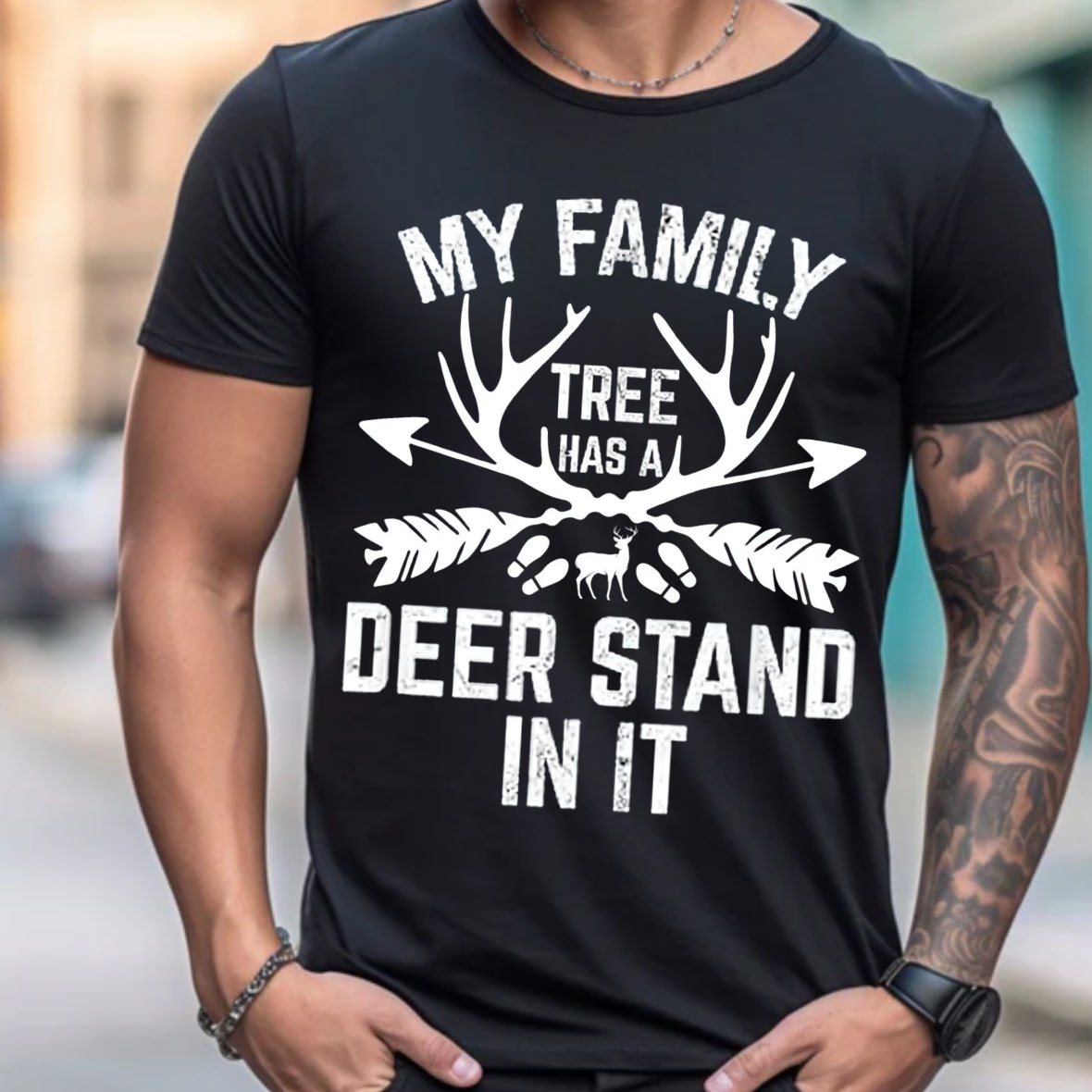 My Family Tree Has a Deer Stand T-Shirt, Funny Hunting Shirt, Outdoor Hunter Tee