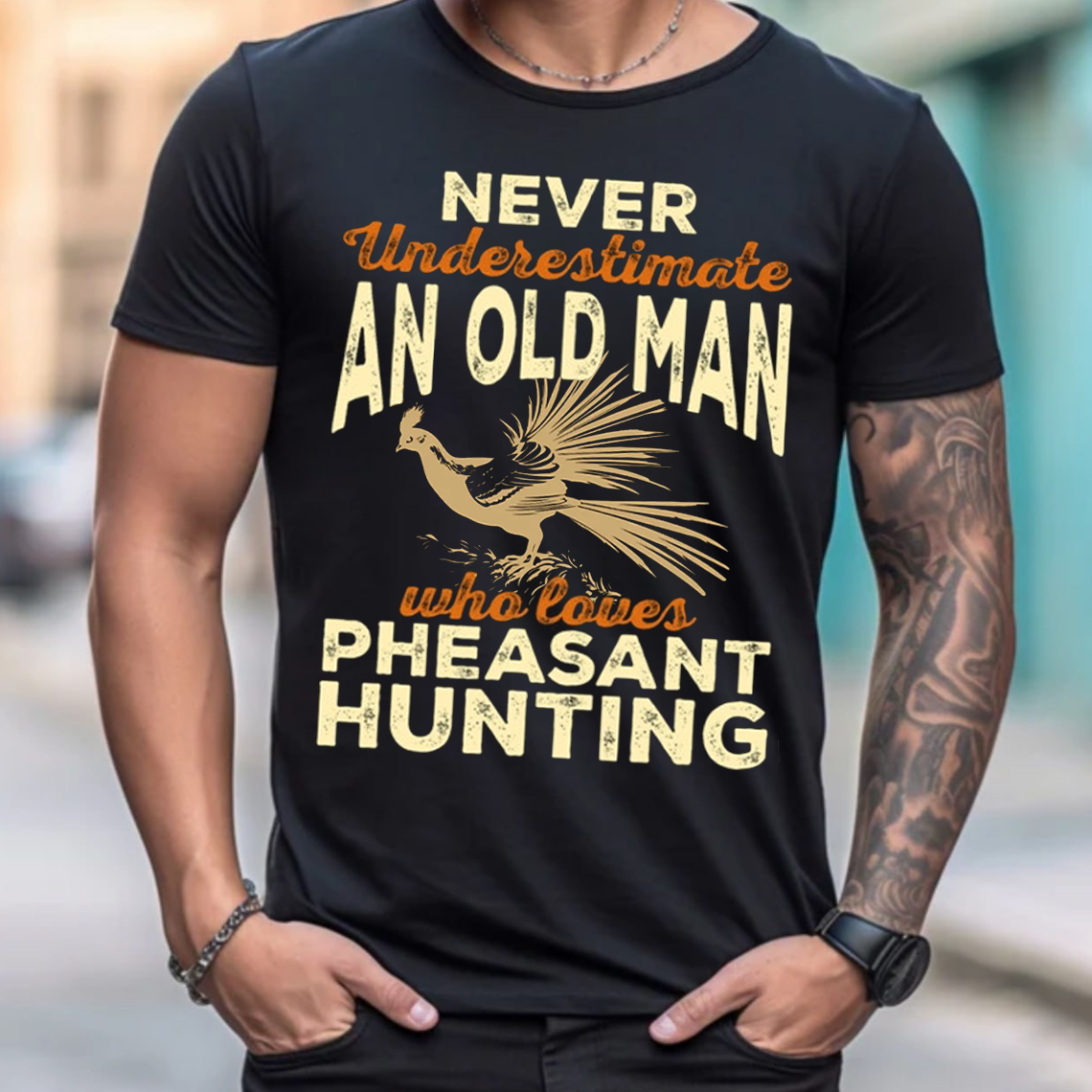 Never Underestimate an Old Man Who Loves Pheasant Hunting T-Shirt, Funny Hunting Shirt Gift for Hunters