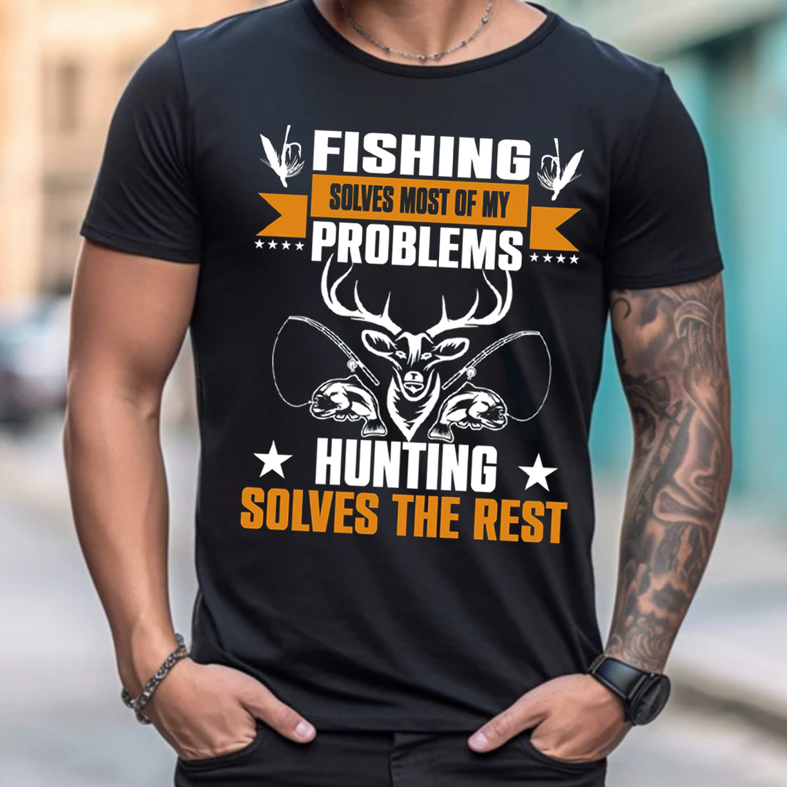 Fishing and Hunting T-Shirt, Funny Outdoor Sportsman Graphic Tee, Fisherman Hunter Gift Shirt