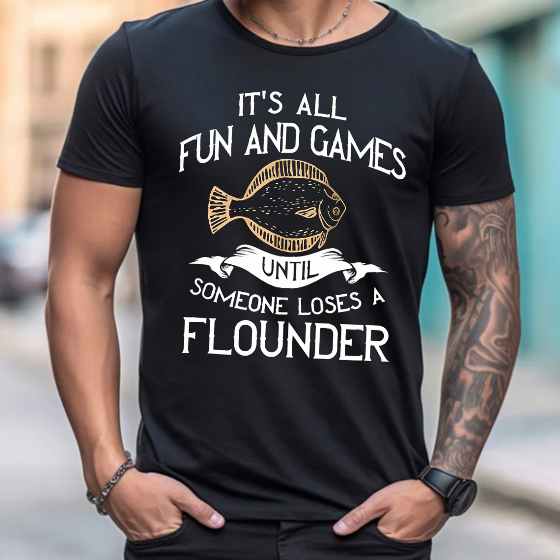 Funny Flounder Fishing T-Shirt, It’s All Fun and Games Until Someone Loses a Flounder Tee for Fishermen