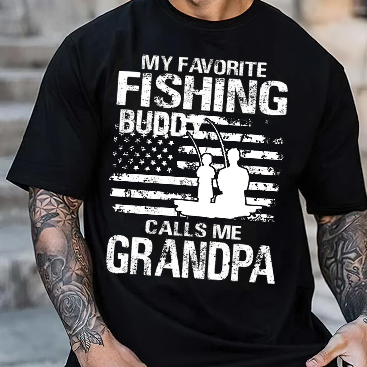 My Favorite Fishing Buddy Calls Me Grandpa T-Shirt, Funny Grandpa Fishing Shirt, Best Gift for Fisherman Grandpa