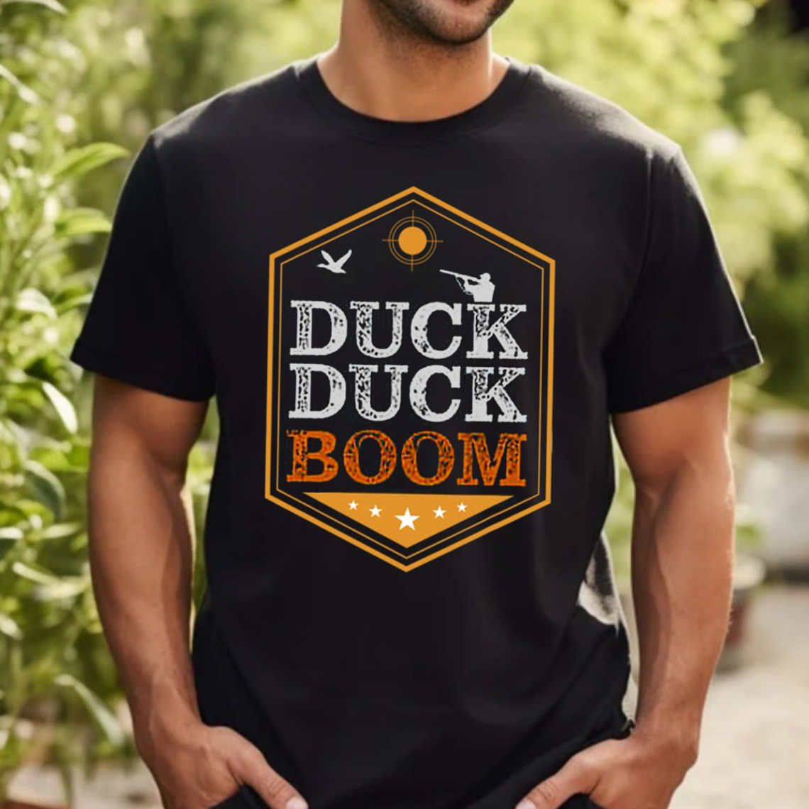 Duck Duck Boom T-Shirt, Funny Duck Hunting Shirt for Hunters, Waterfowl Hunting Graphic Tee
