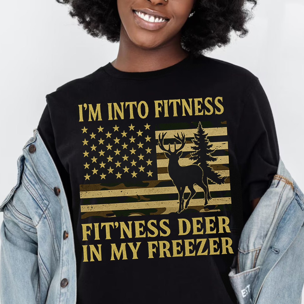 I'm Into Fitness T-Shirt, Funny Hunting Shirt, Deer Hunting Apparel, Fitness Deer in My Freezer