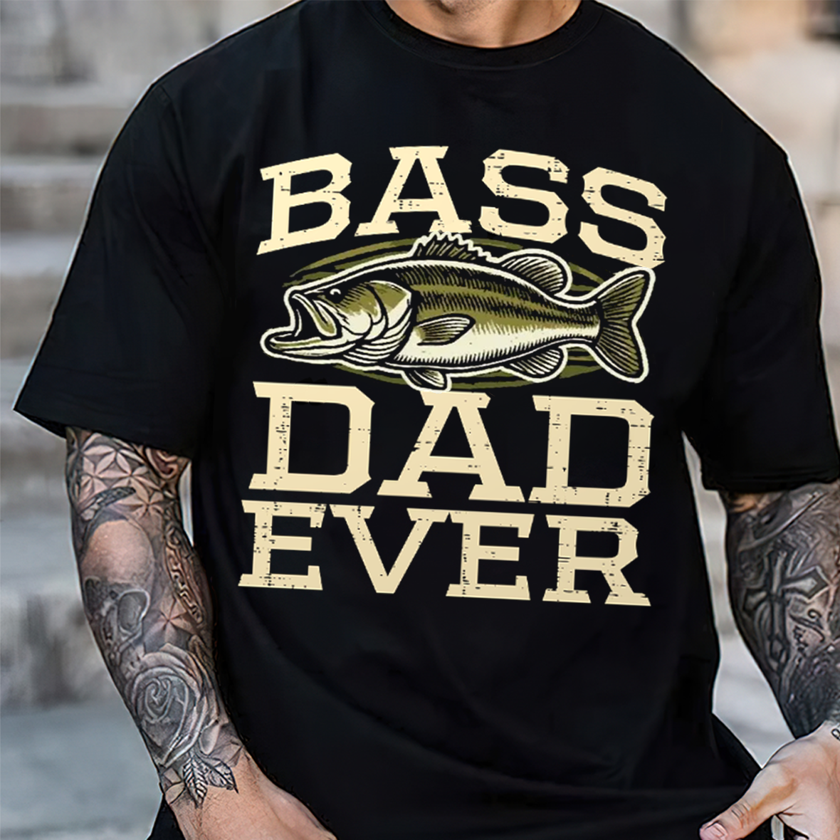 Bass Dad Ever T-Shirt, Funny Fishing Dad Shirt, Best Fisherman Gift Tee