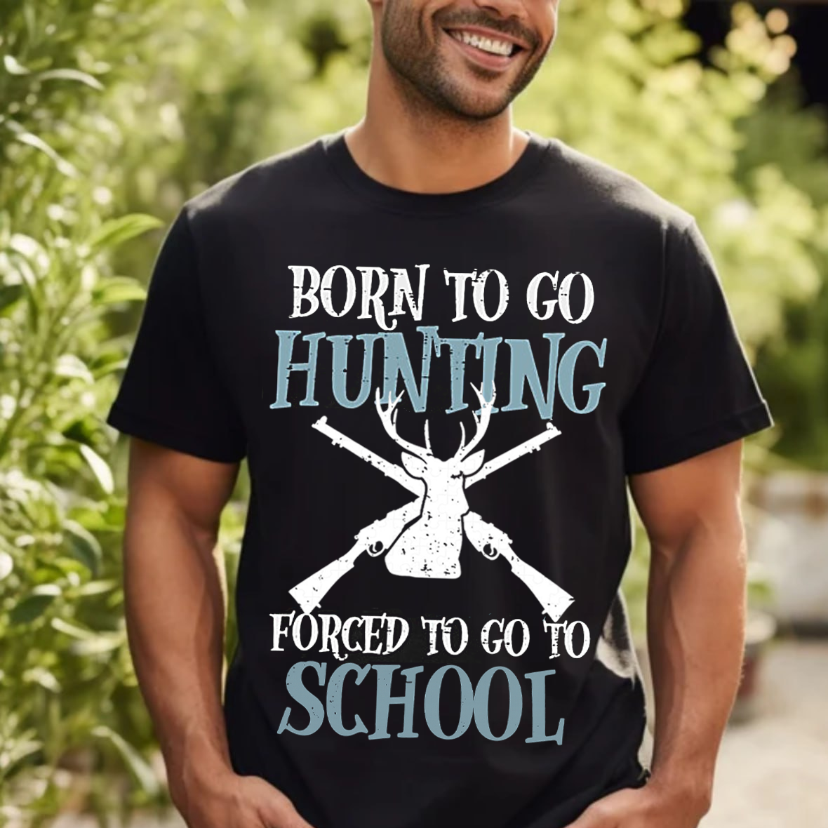 Born to Go Hunting Forced to Go to School T-Shirt, Funny Deer Hunting Shirt Gift for Hunters