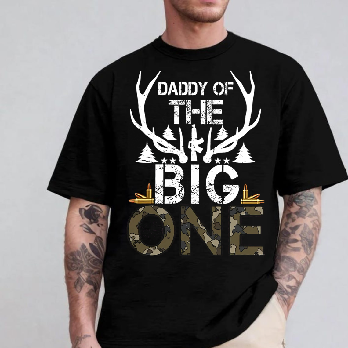 Daddy of The Big One Hunting T-Shirt, Funny Deer Hunting Shirt for Dad, Buck Hunter Gift Tee