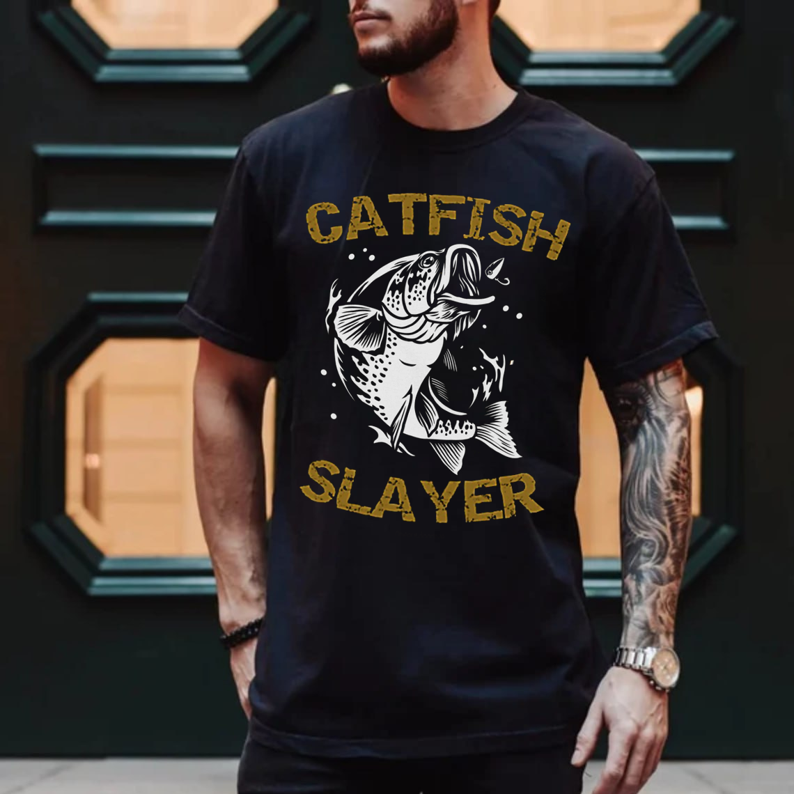 Catfish Slayer T-Shirt, Funny Fishing Shirt for Men Women, Catfish Angler Gift Tee
