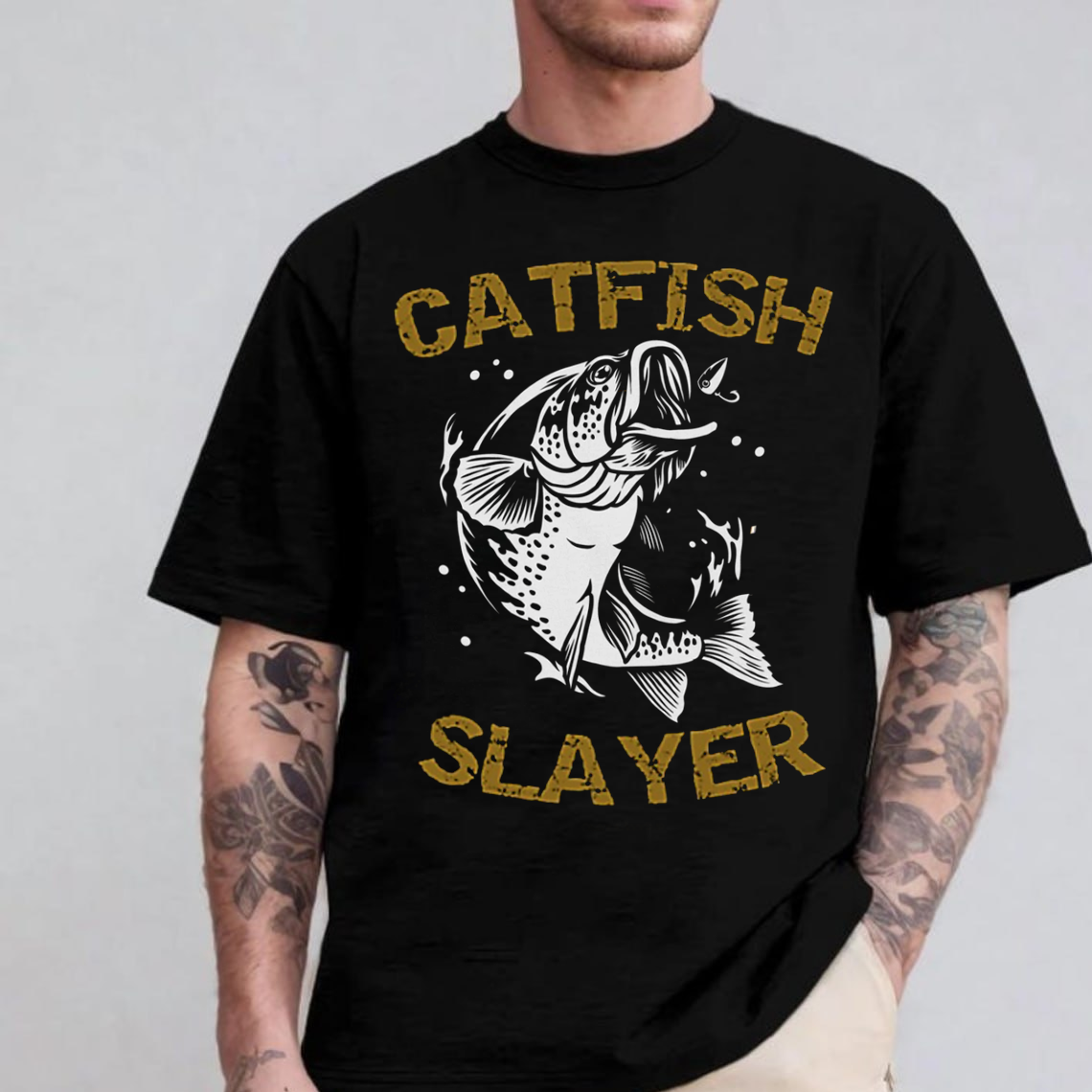 Catfish Slayer T-Shirt, Funny Fishing Shirt for Men Women, Catfish Angler Gift Tee