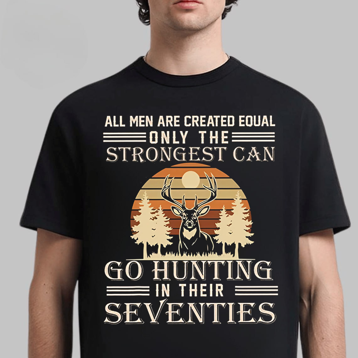 Strongest Hunters T-Shirt, Funny Deer Hunting Shirt for Men in Their Seventies, Vintage Outdoors Tee