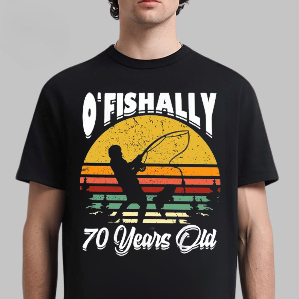O’Fishally 70 Years Old T-Shirt, Funny 70th Birthday Fishing Shirt, Vintage Retro Fisherman Tee