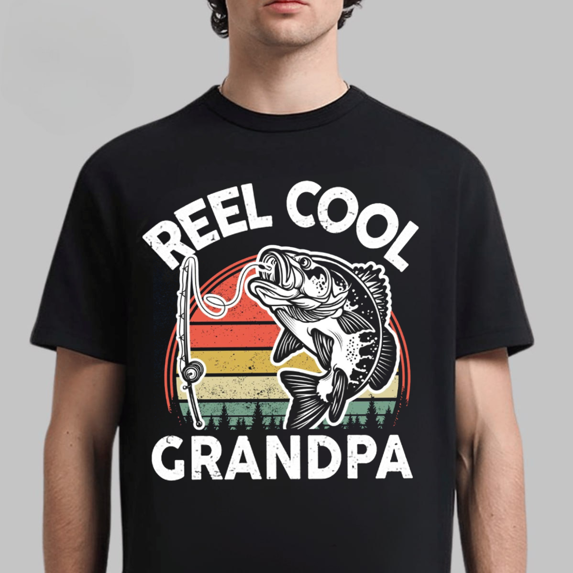 Reel Cool Grandpa T-Shirt, Funny Fishing Grandpa Shirt, Retro Vintage Fisherman Tee