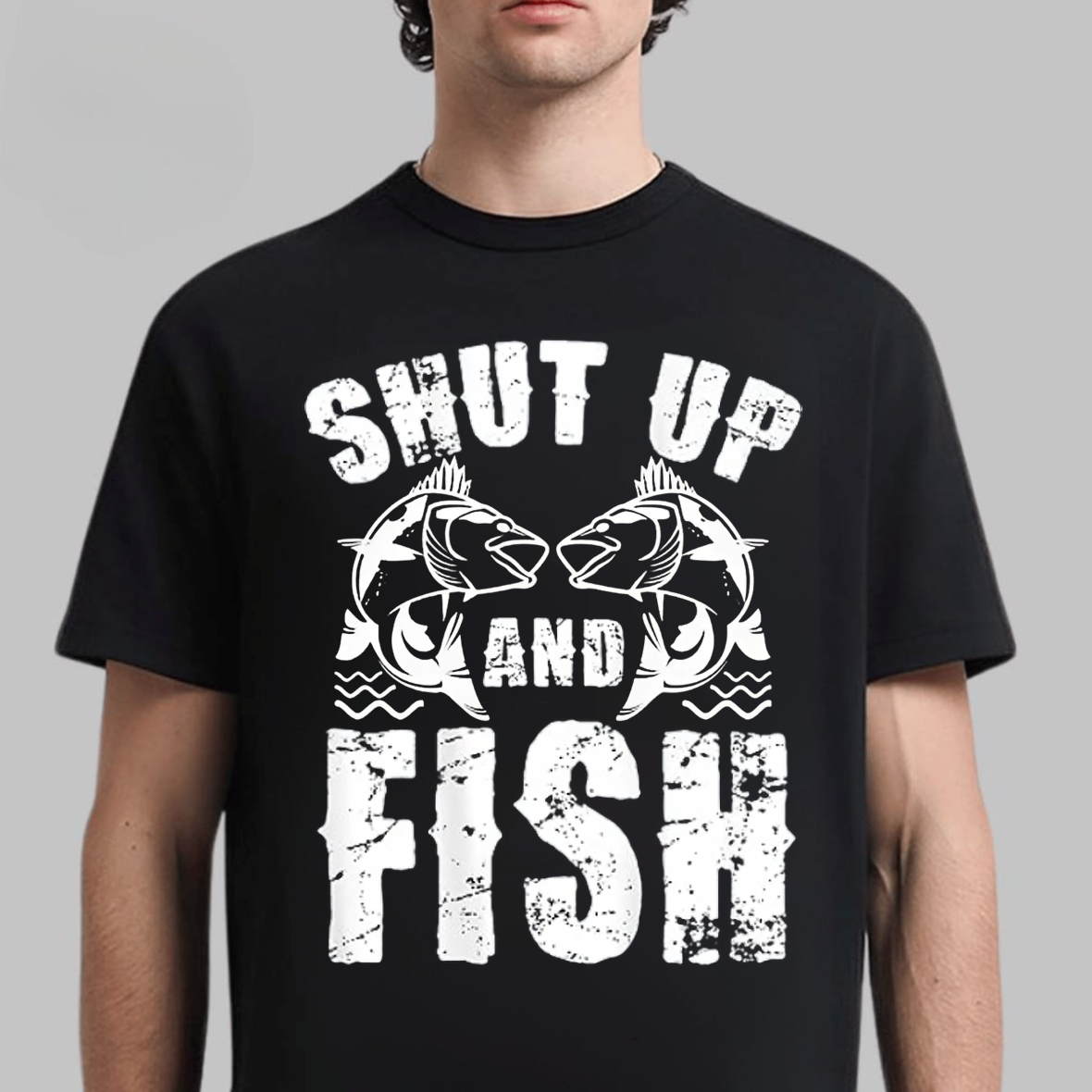 Shut Up and Fish T-Shirt, Funny Fishing Shirt, Fisherman Humor Tee