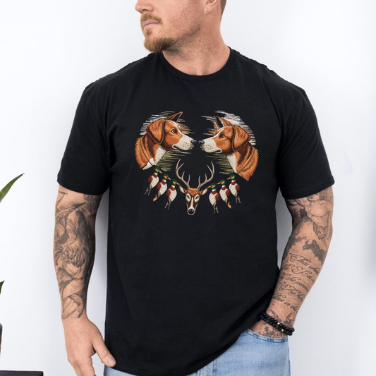 Duck and Deer Hunting Tee, Embroidered Dog Shirt, Gift For Hunting Lovers
