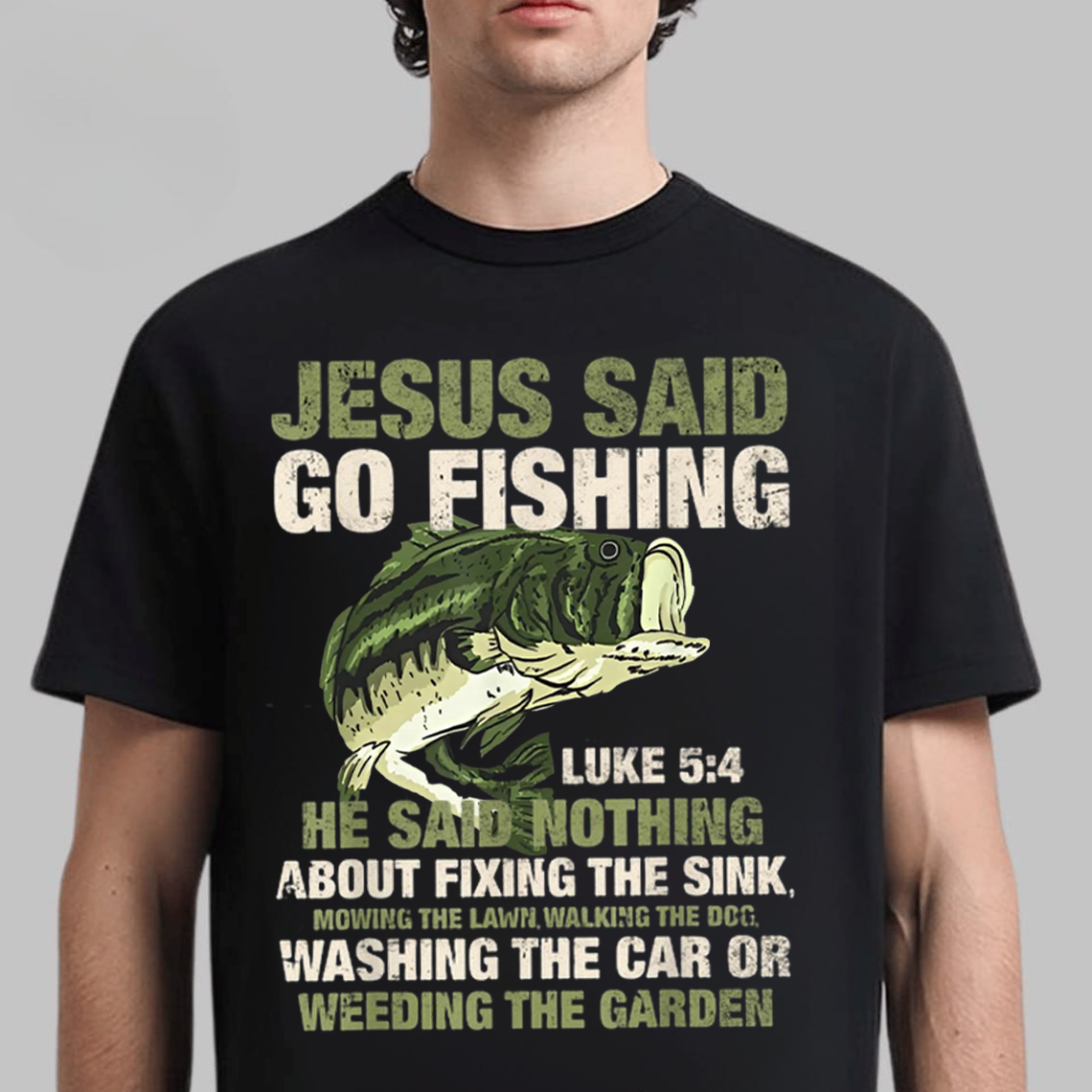 Jesus Said Go Fishing T-Shirt, Funny Christian Fishing Shirt Luke 5:4 Gift for Fishermen