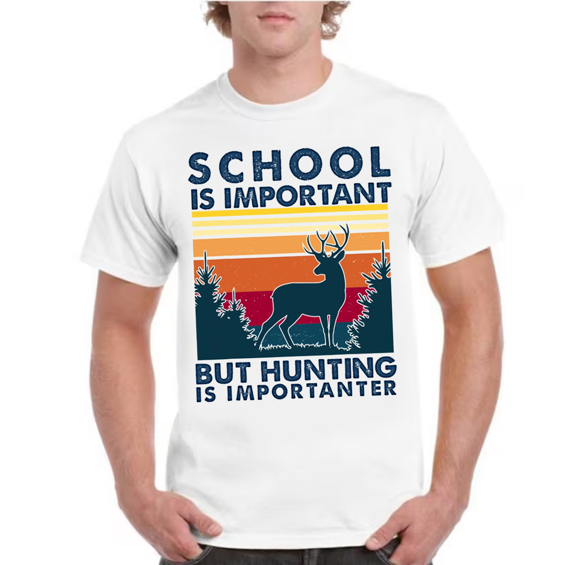 School Is Important But Hunting Is Importanter Shirt, Funny Deer Hunting T-Shirt Gift for Hunters