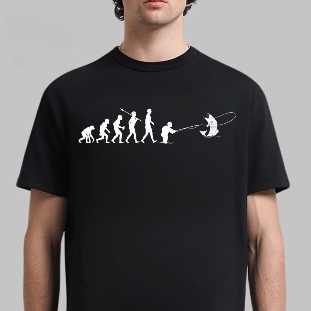 Evolution of Fishing T-Shirt, Funny Fisherman Shirt, Human Evolution Angler Tee