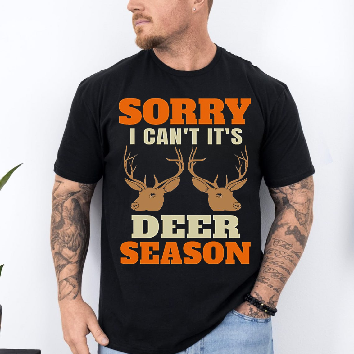 Sorry I Can’t It’s Deer Season T-Shirt, Funny Hunting Shirt for Hunters, Buck Deer Antlers Graphic Tee
