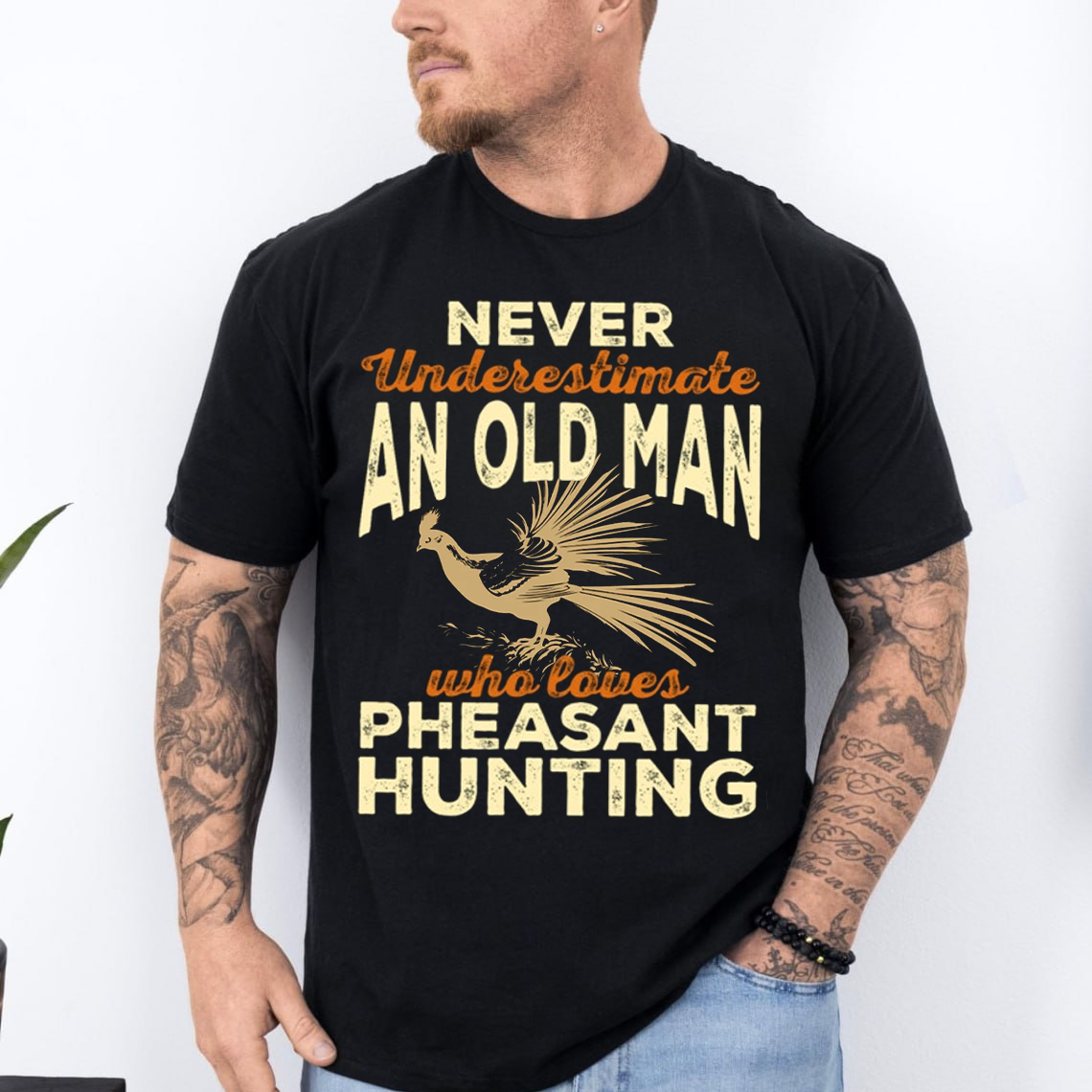 Never Underestimate an Old Man Who Loves Pheasant Hunting T-Shirt, Funny Hunting Shirt Gift for Hunters
