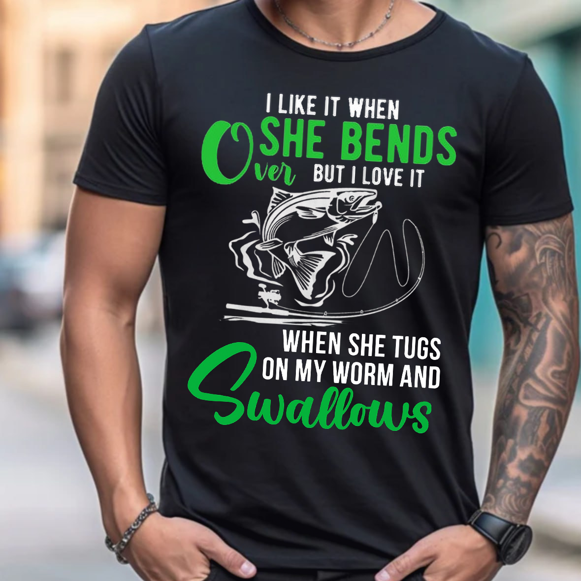 Funny Fishing T-Shirt, I Like It When She Bends Over But I Love It When She Swallows, Gift For Fishing Lover