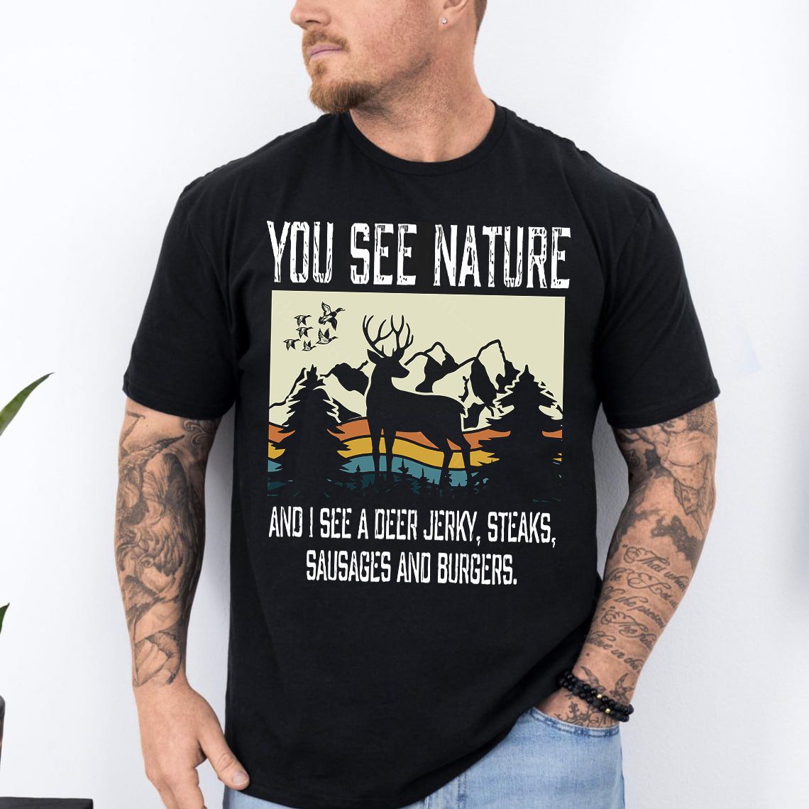 You See Nature I See Deer Jerky Hunting T-Shirt, Funny Deer Hunting Shirt for Hunters