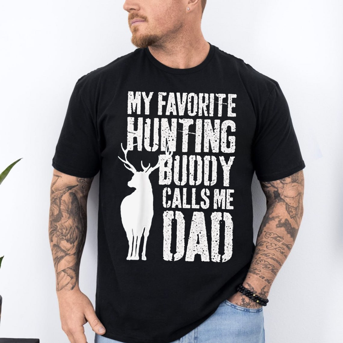 My Favorite Hunting Buddy Calls Me Dad T-Shirt, Deer Hunting Shirt for Dad, Funny Hunting Graphic Tee