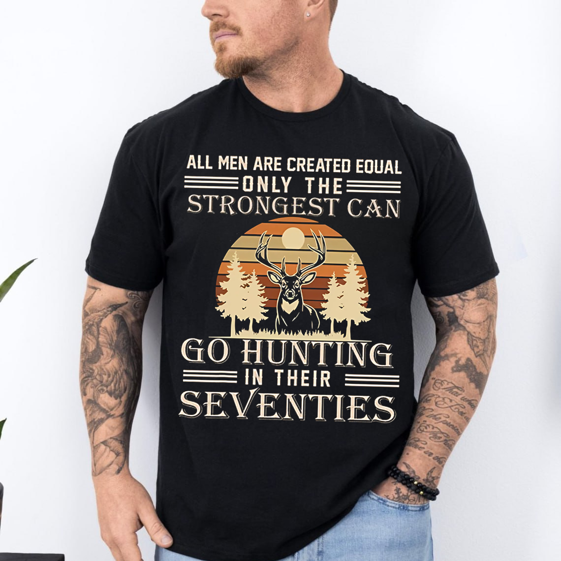 Strongest Hunters T-Shirt, Funny Deer Hunting Shirt for Men in Their Seventies, Vintage Outdoors Tee