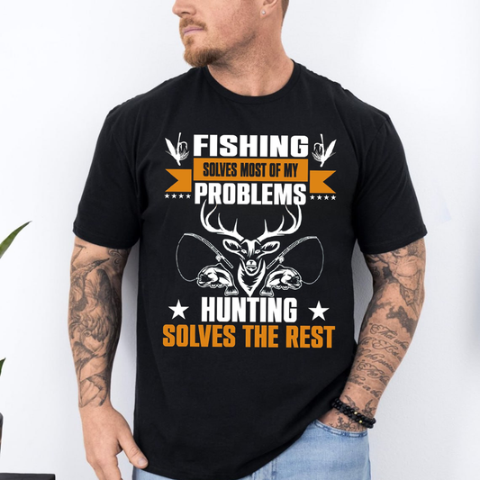 Fishing and Hunting T-Shirt, Funny Outdoor Sportsman Graphic Tee, Fisherman Hunter Gift Shirt