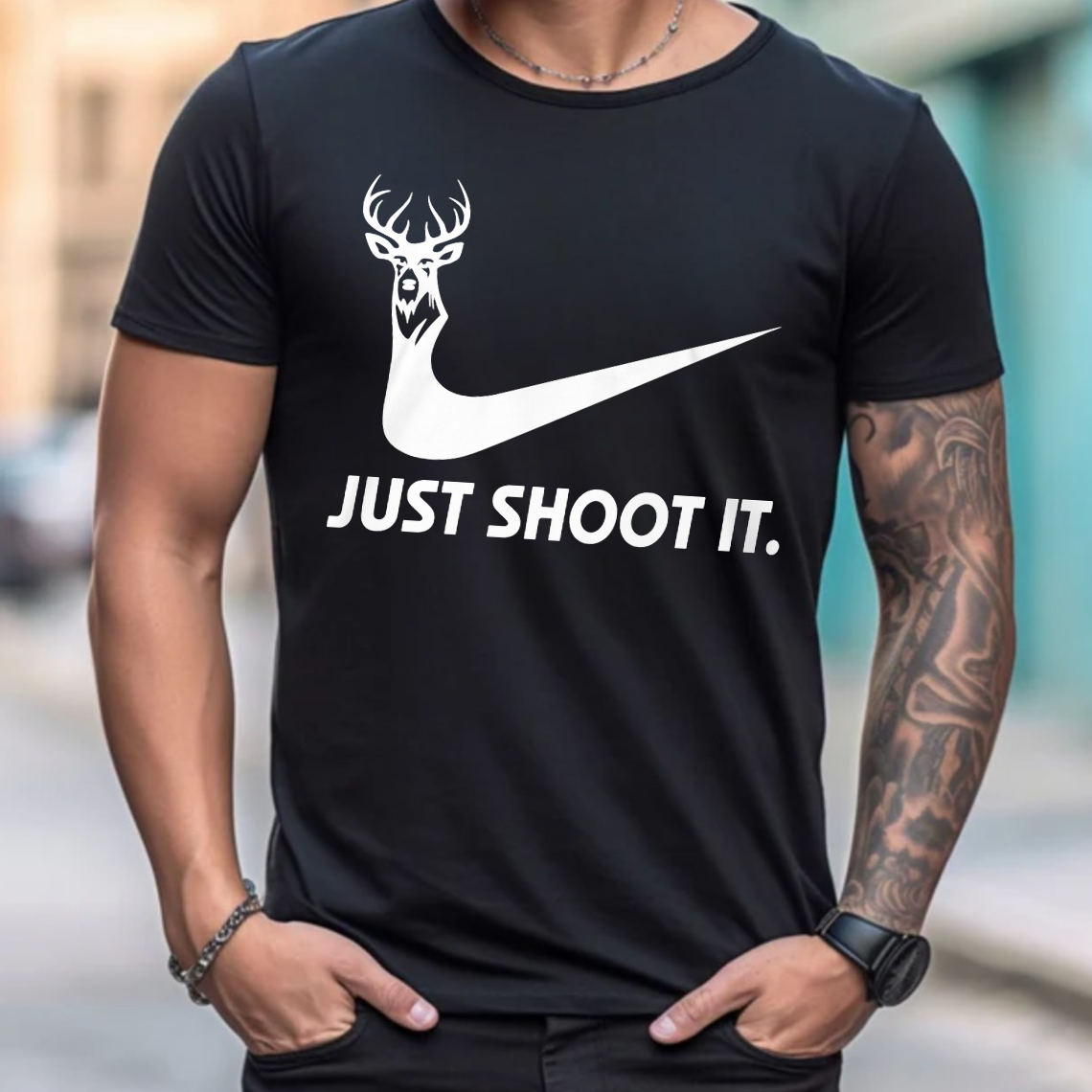 Just Shoot It Hunting T-Shirt, Funny Deer Hunter Graphic Tee, Buck Hunting Shirt Gift