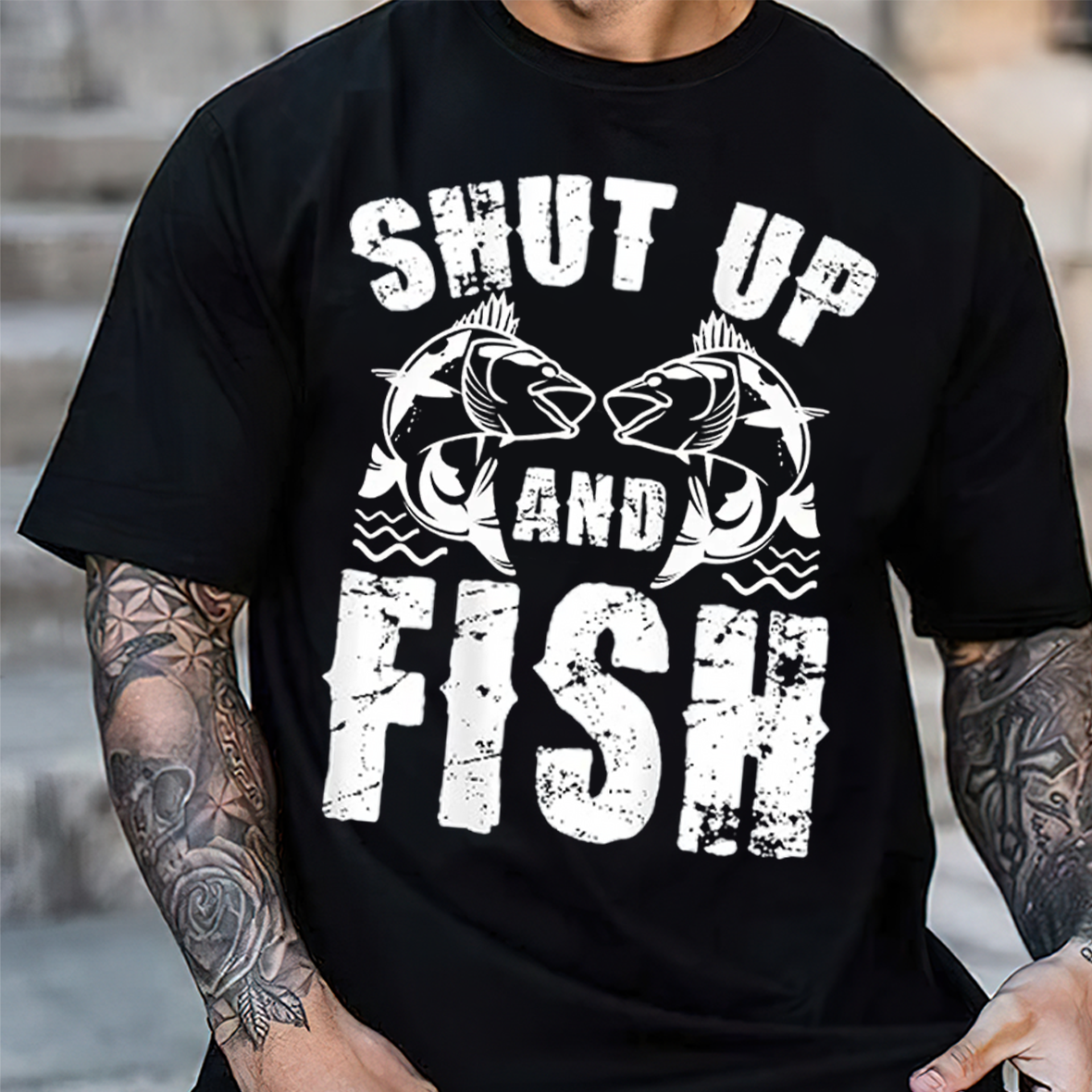Shut Up and Fish T-Shirt, Funny Fishing Shirt, Fisherman Humor Tee