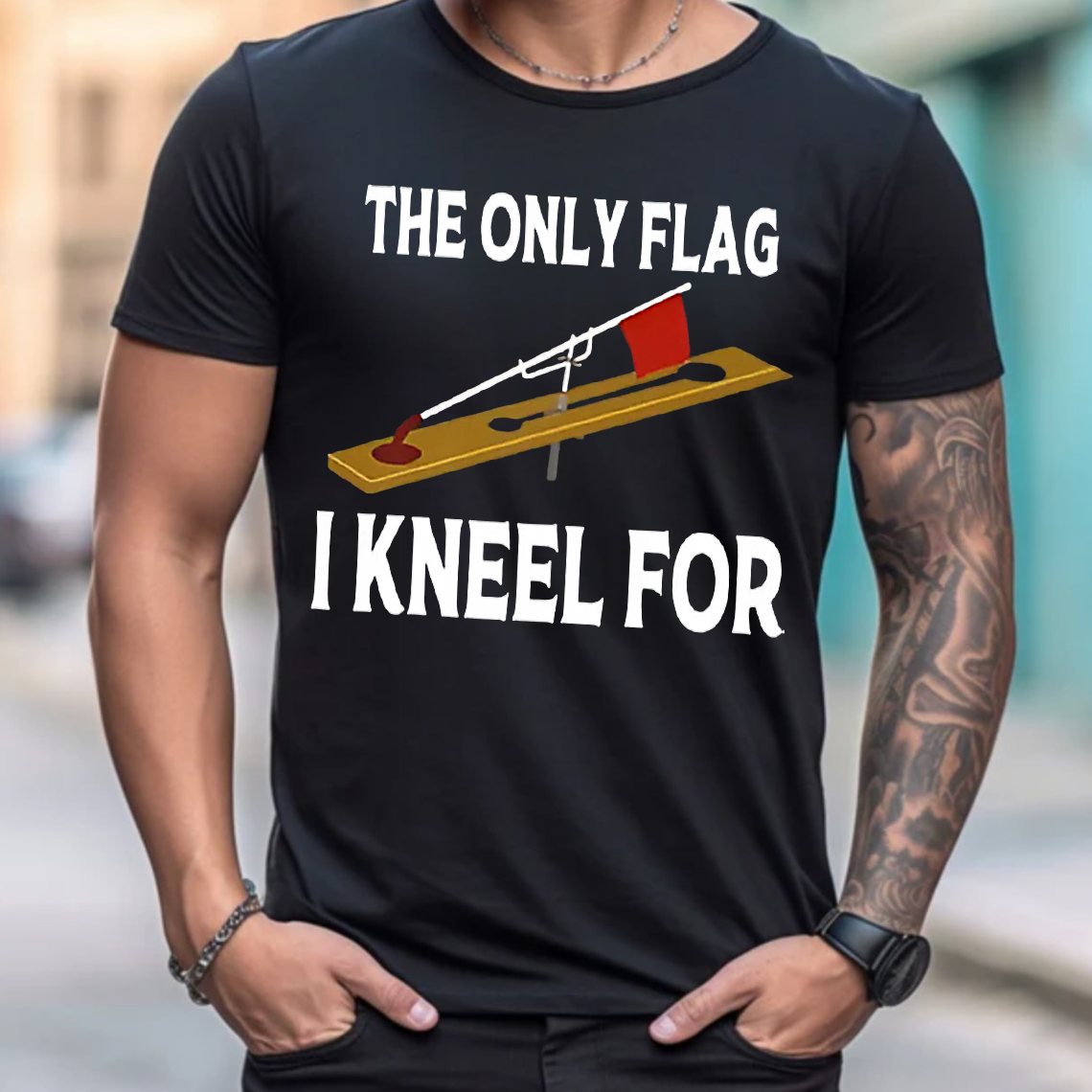 The Only Flag I Kneel For T-Shirt, Funny Ice Fishing Shirt, Gift For Fishing Lover