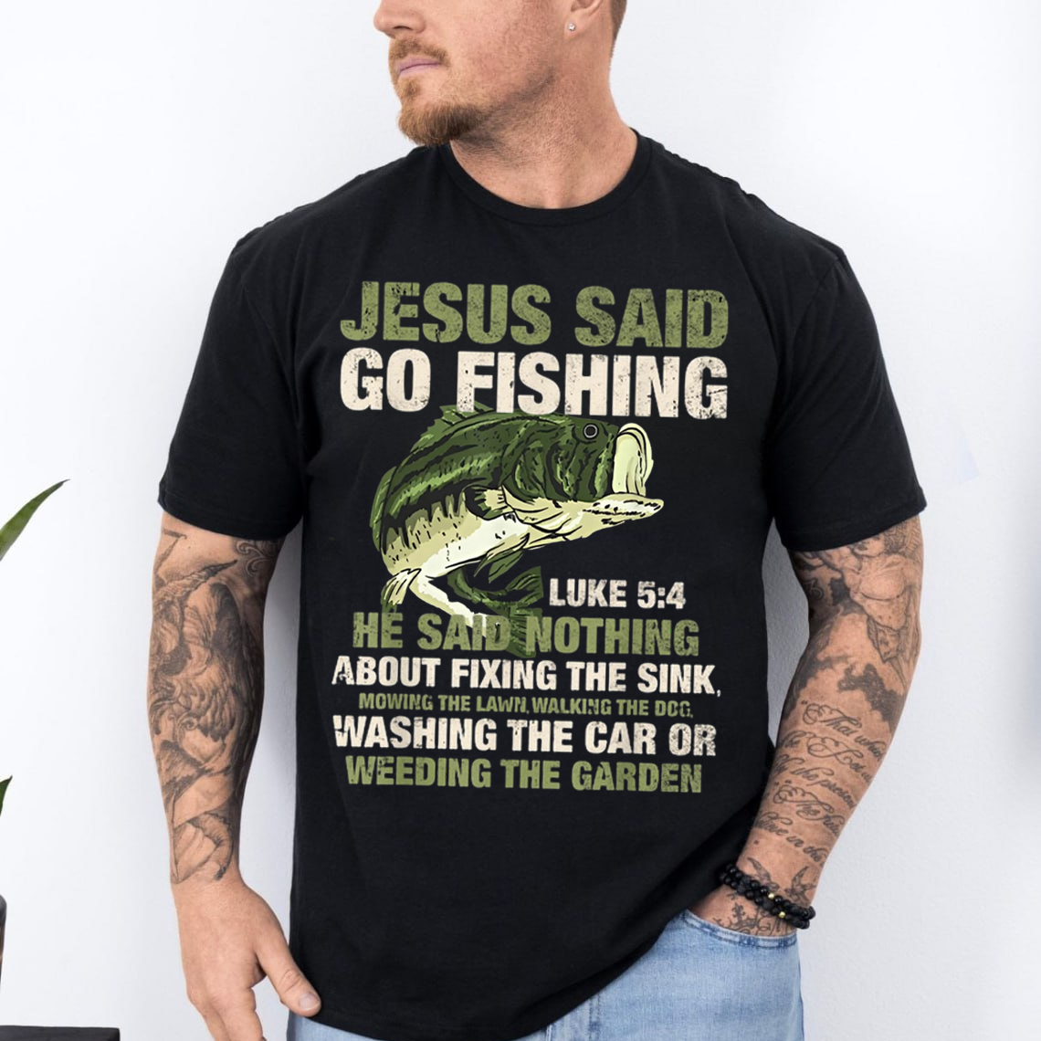 Jesus Said Go Fishing T-Shirt, Funny Christian Fishing Shirt Luke 5:4 Gift for Fishermen