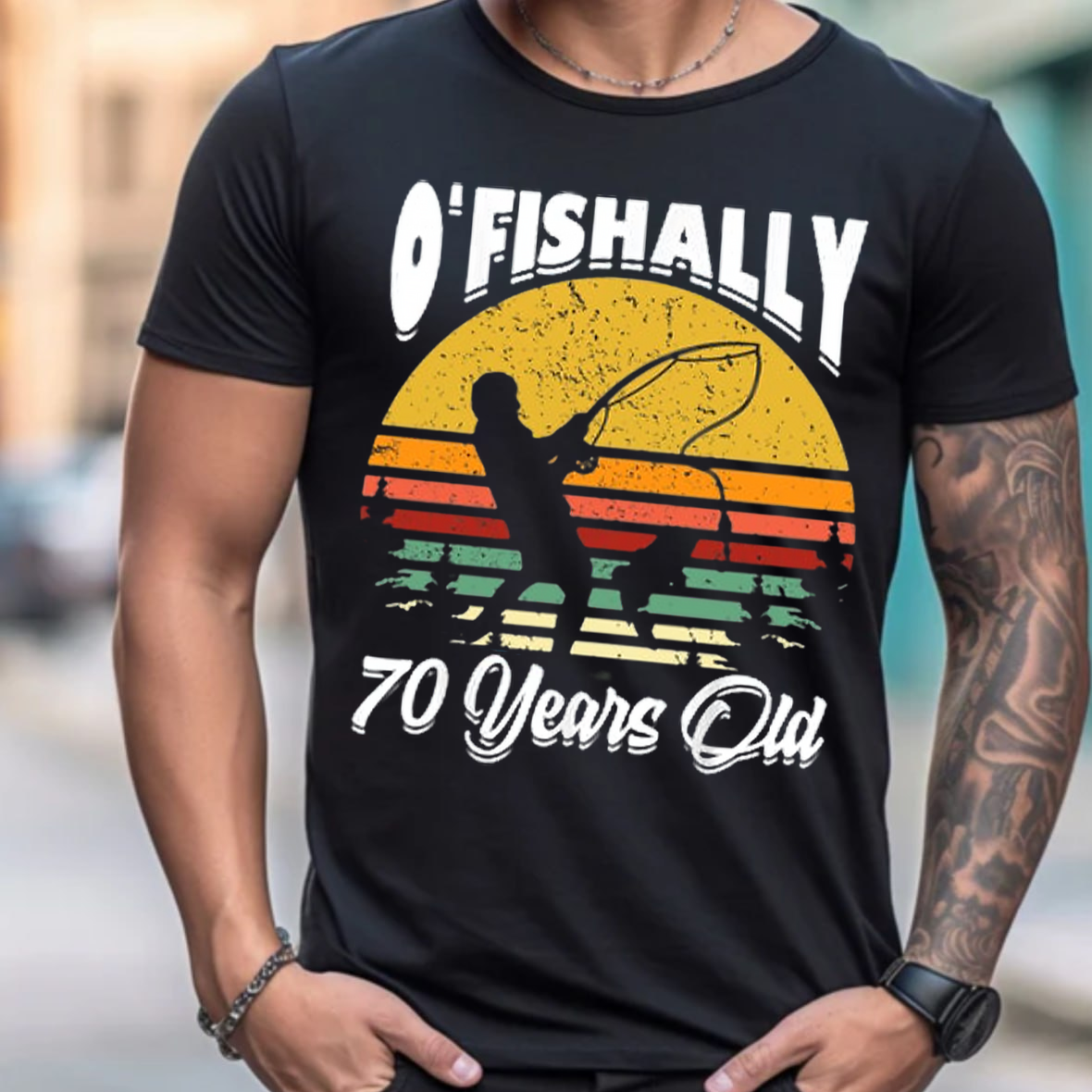 O’Fishally 70 Years Old T-Shirt, Funny 70th Birthday Fishing Shirt, Vintage Retro Fisherman Tee