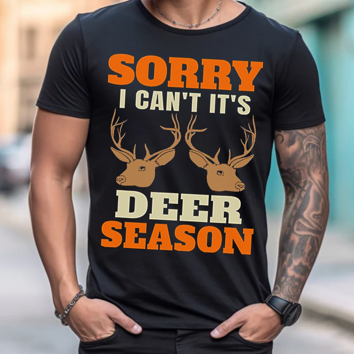 Sorry I Can’t It’s Deer Season T-Shirt, Funny Hunting Shirt for Hunters, Buck Deer Antlers Graphic Tee