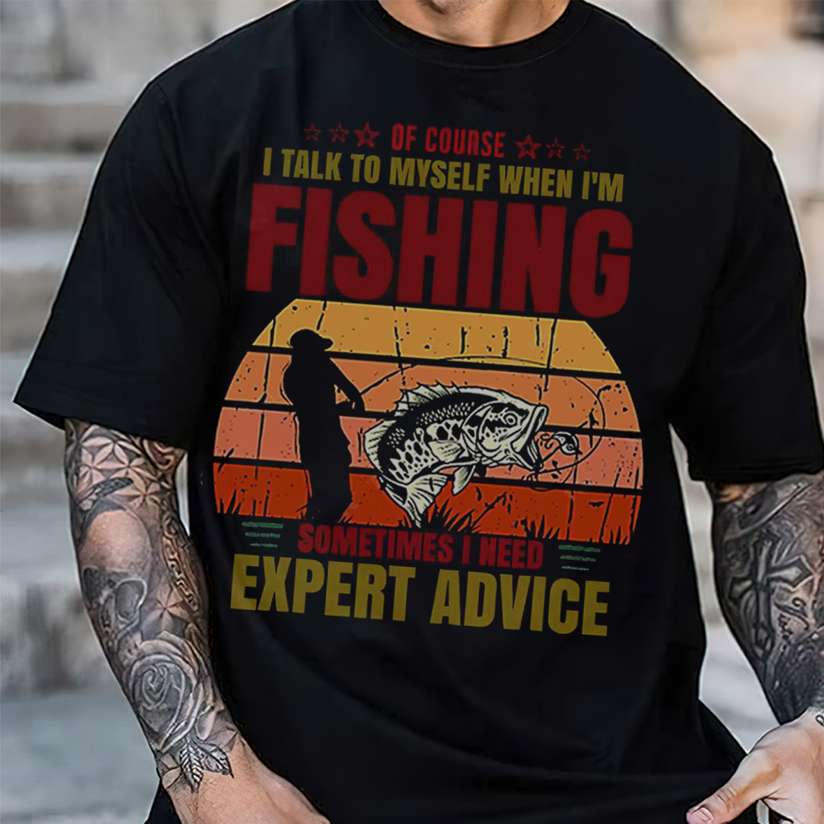 Of Course I Talk to Myself When I’m Fishing T-Shirt, Funny Fisherman Shirt, Retro Vintage Angler Tee