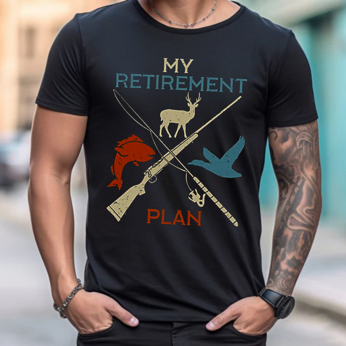 My Retirement Plan T-Shirt, Funny Hunting & Fishing Shirt for Outdoorsmen, Hunters, Anglers Gift