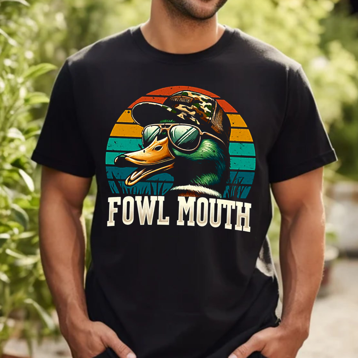 Fowl Mouth Duck Hunting T-Shirt, Funny Duck Hunter Graphic Tee, Waterfowl Hunting Shirt for Men