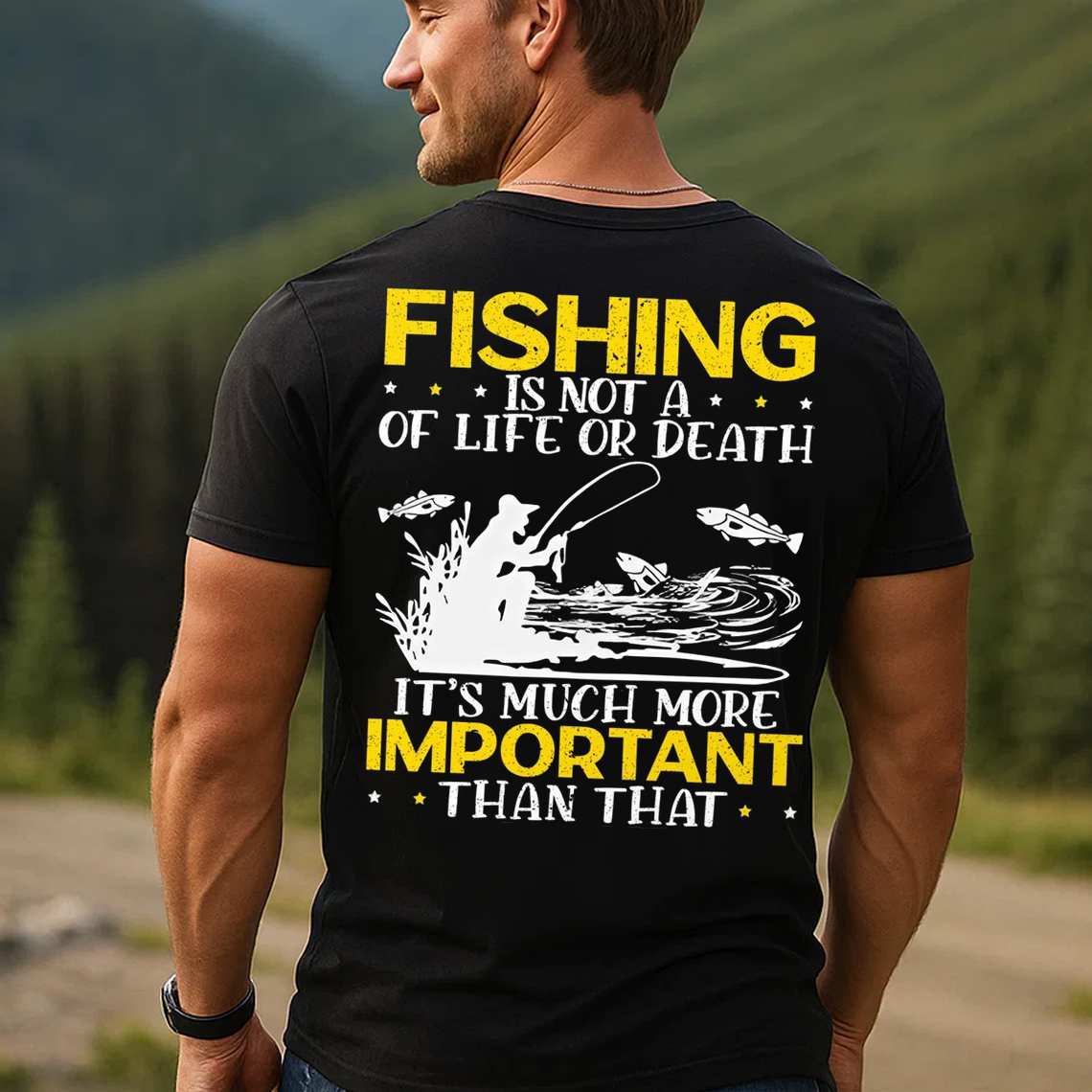 Fishing Is Not a Matter of Life or Death T-Shirt, Funny Fisherman Gift Tee for Men, Bass Fishing Shirt