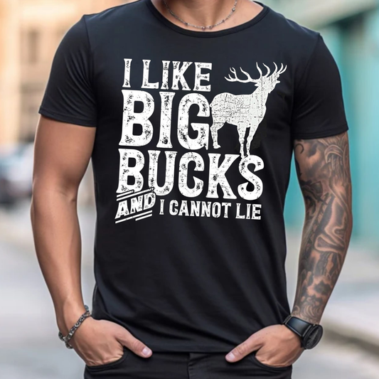 I Like Big Bucks And I Cannot Lie T-Shirt, Funny Deer Hunting Shirt, Big Buck Hunter Tee Gift for Men