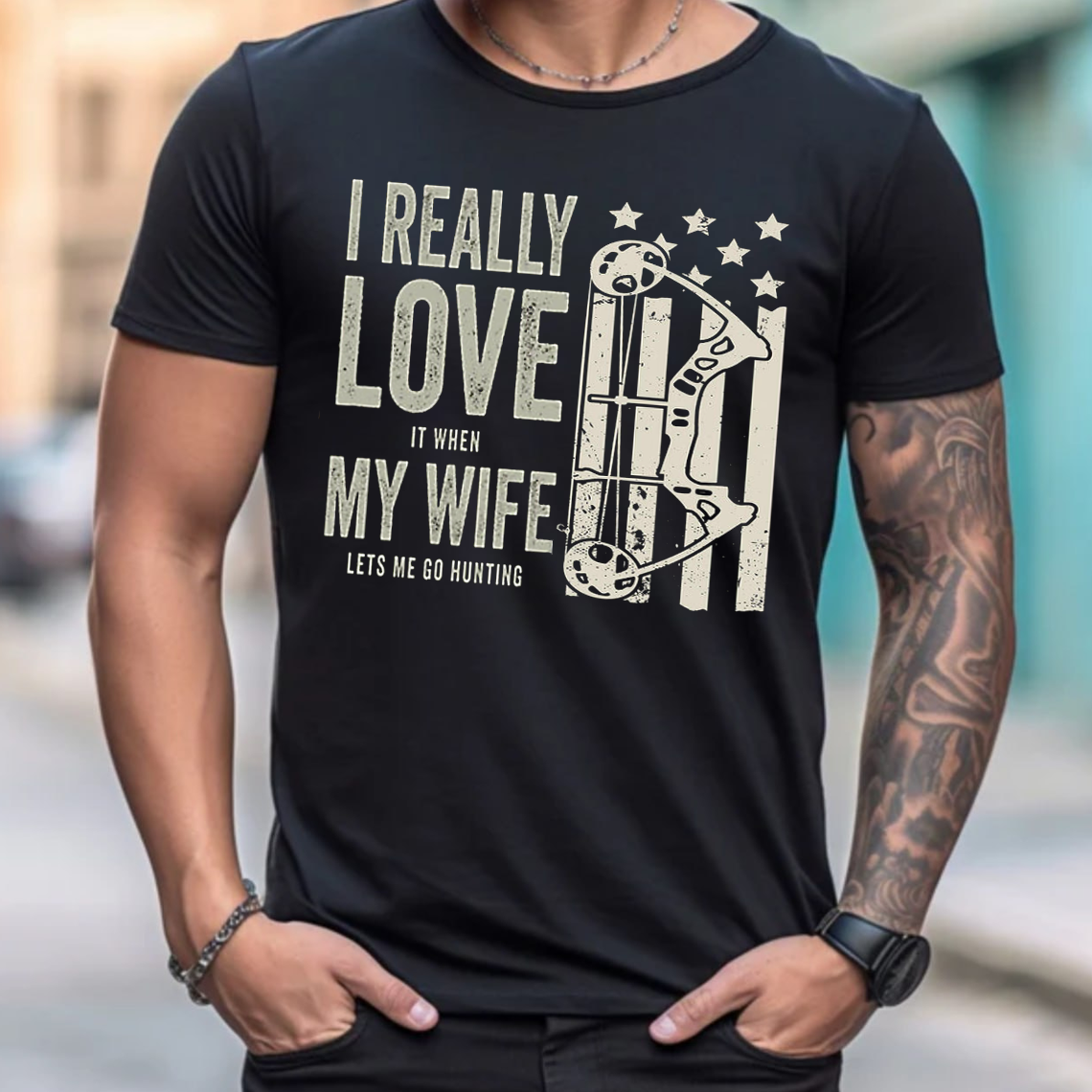 I Really Love It When My Wife Lets Me Go Hunting T-Shirt, Funny Hunting Shirt Gift for Hunters and Husbands