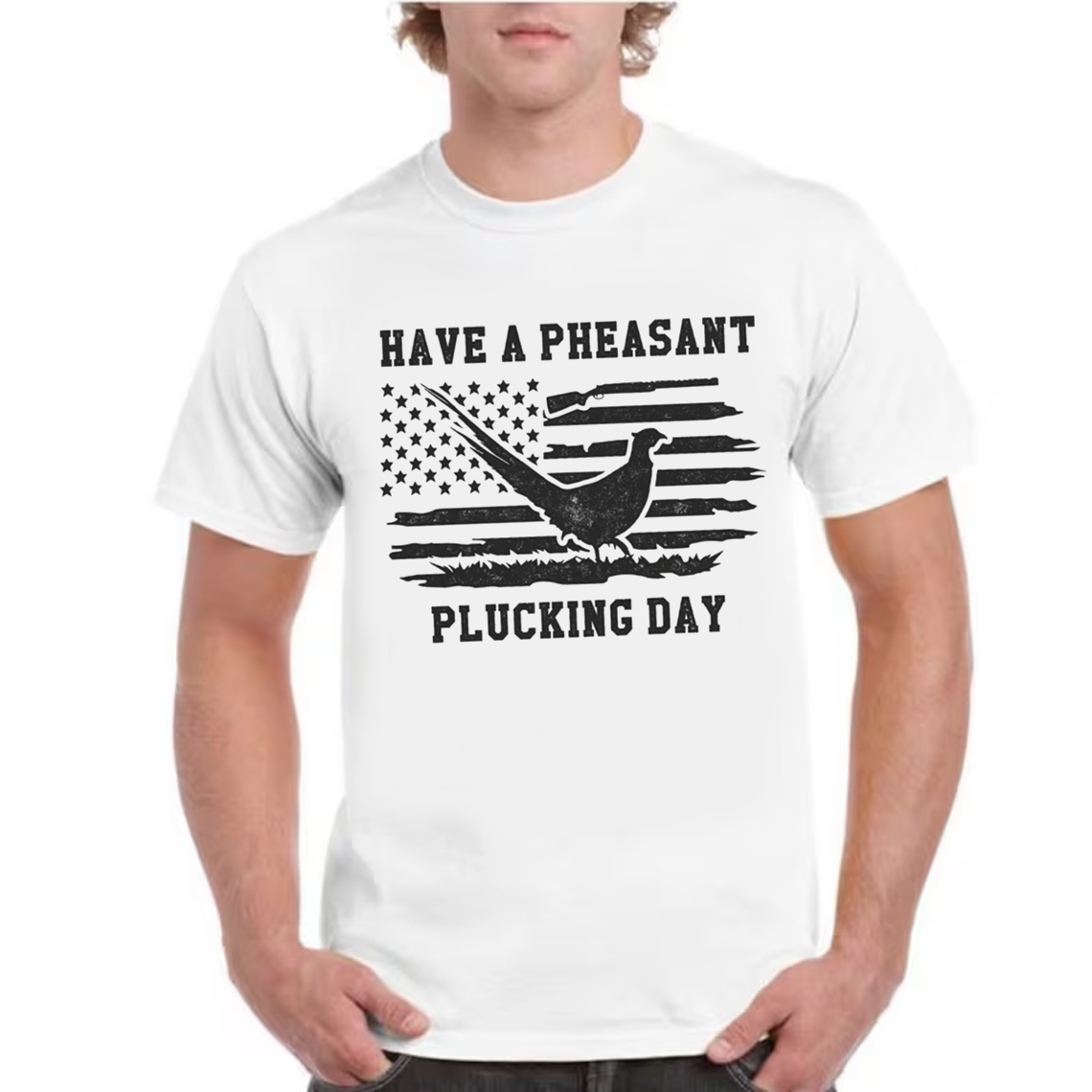 Have a Pheasant Plucking Day T-Shirt, Funny Hunting Shirt, American Flag Pheasant Tee, Upland Bird Hunter Gift
